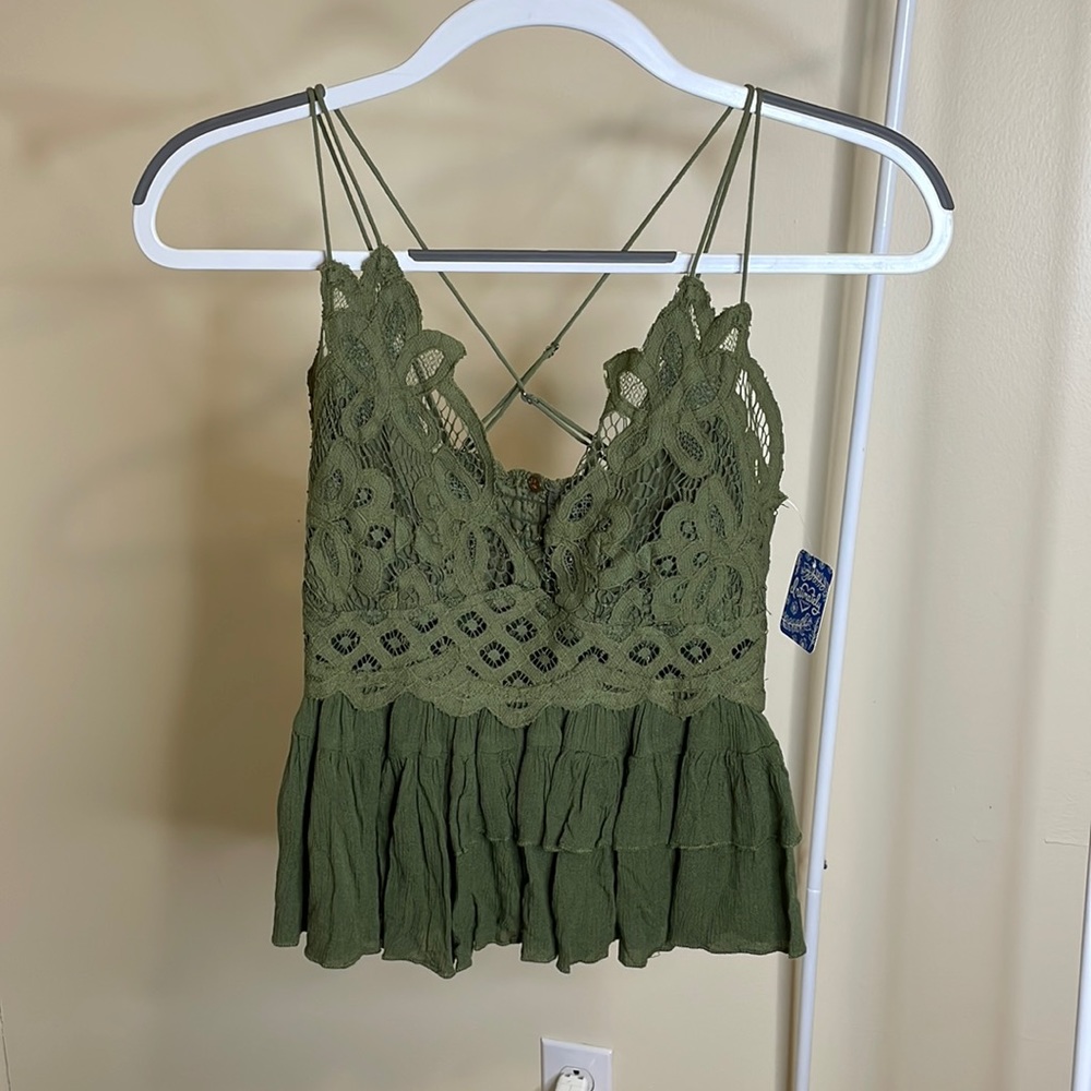NWT Free People Adella Cami in Olive Sparrow